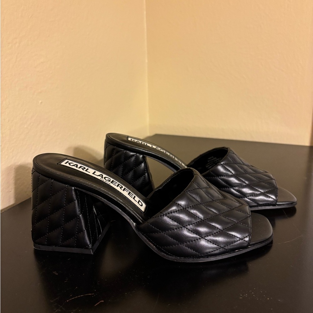 Karl Lagerfeld Black Quilted Women's Mules